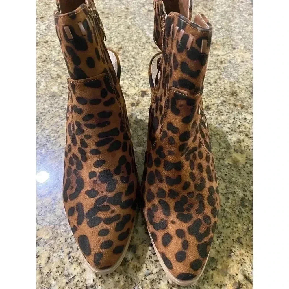 New! Ccocci Cheetah Print Open Heel Booties Size … - image 7